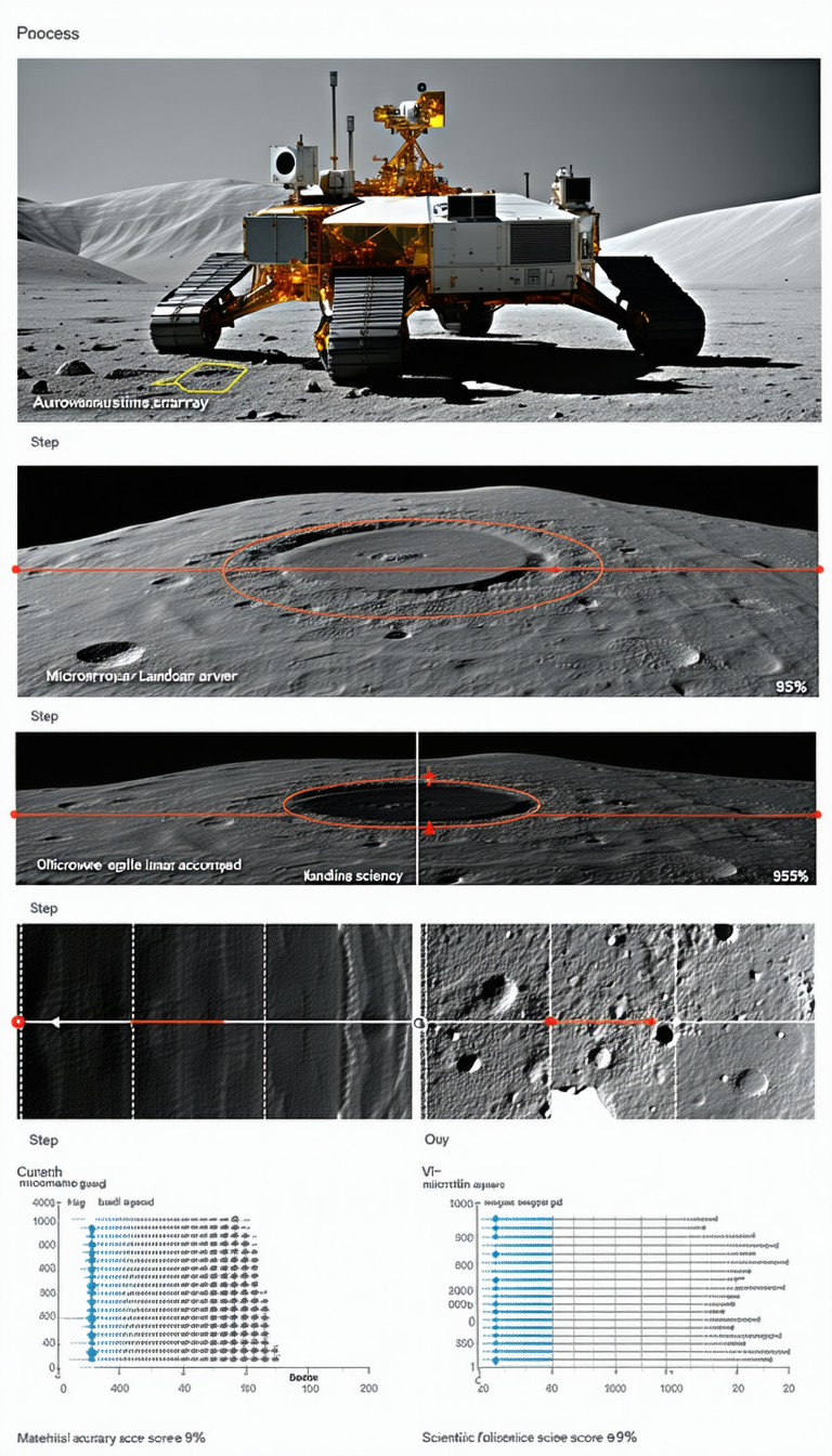 The Image Is A Series Of Four Pictures, Each Showing A Different View Of A Moon Landing