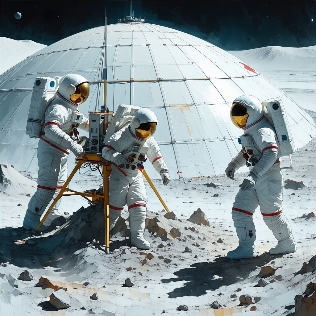In The Image, There Are Three Astronauts Standing On The Moon