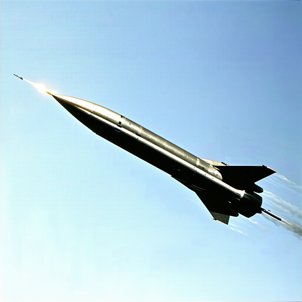 A Jet Is Flying Through The Sky, Leaving A Trail Of Smoke Behind It
