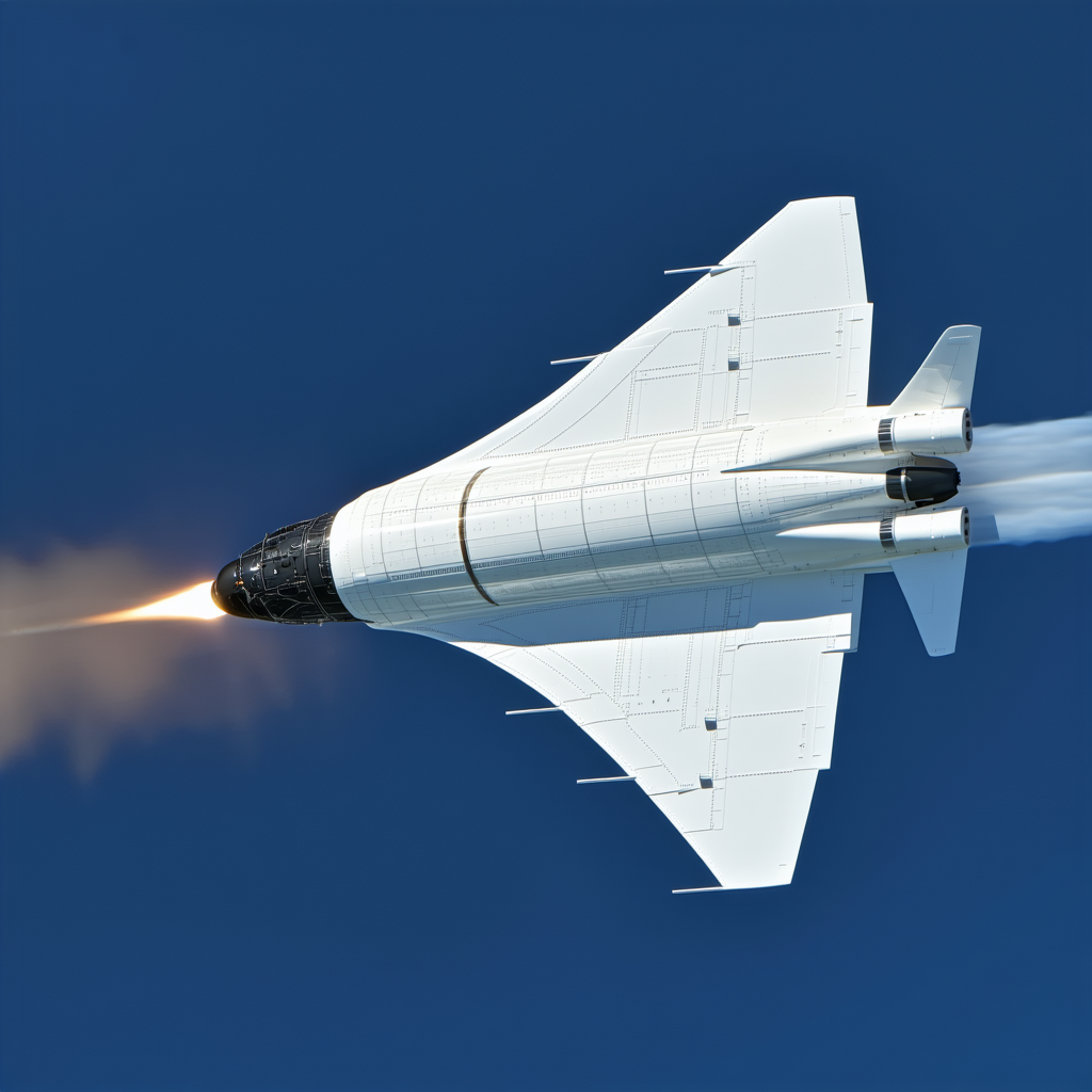 A White Jet Is Flying Through The Sky, Leaving A Trail Of Smoke Behind It