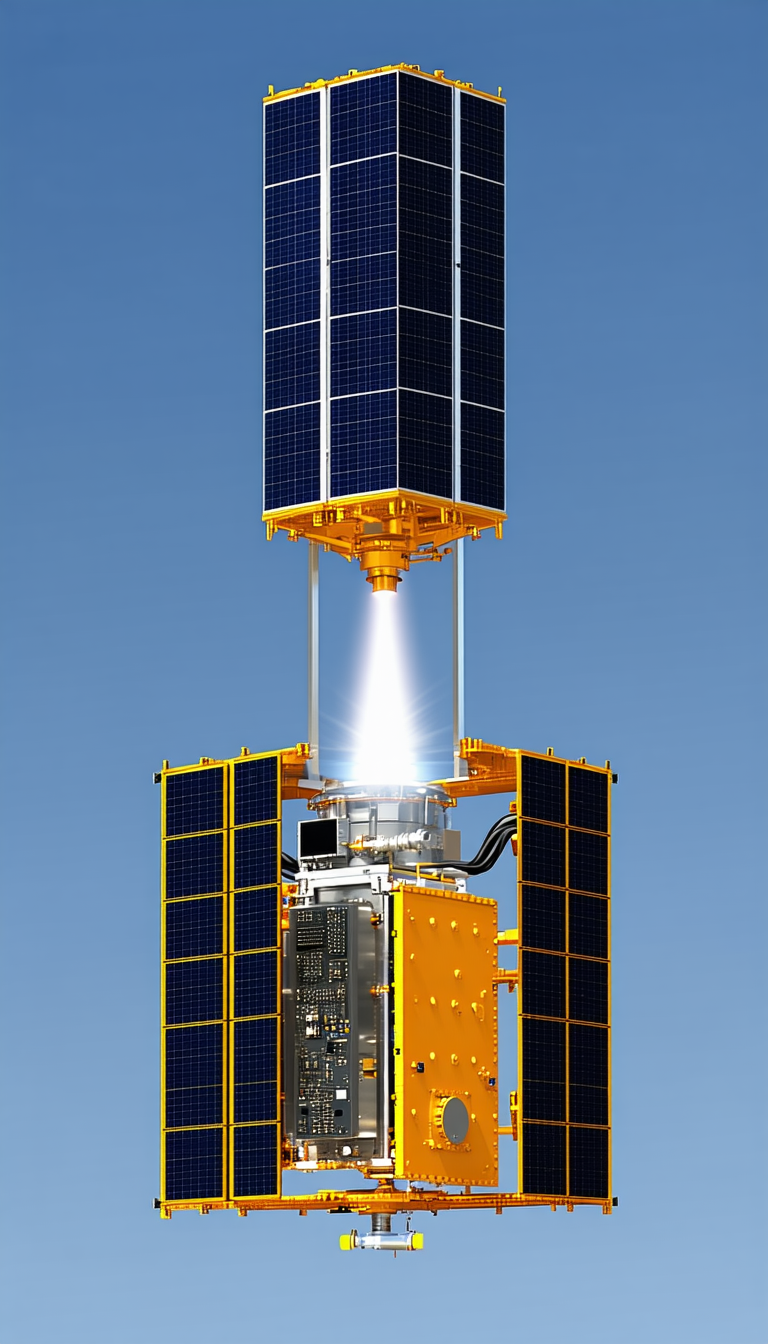 A Spacecraft With A Solar Panel On Its Side