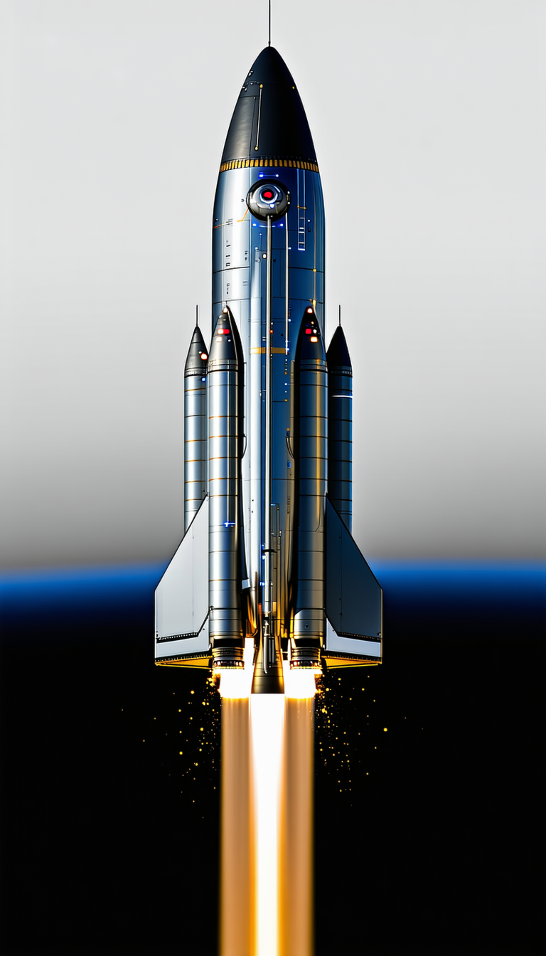 A Rocket Is Shown In A Close-up Shot, With Its Engine On