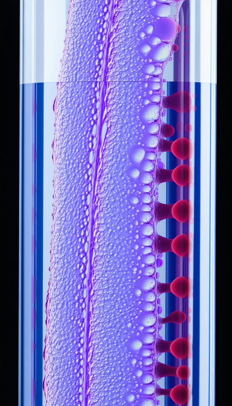 A Purple And Blue Glass Tube Filled With A Purple Liquid