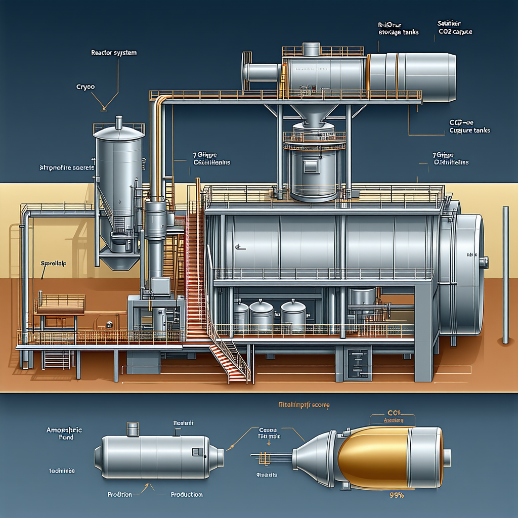 A Large Industrial Plant Is Shown In A Diagram, With Various Parts Labeled