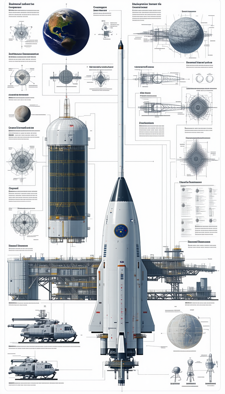 large white rocket ship shown