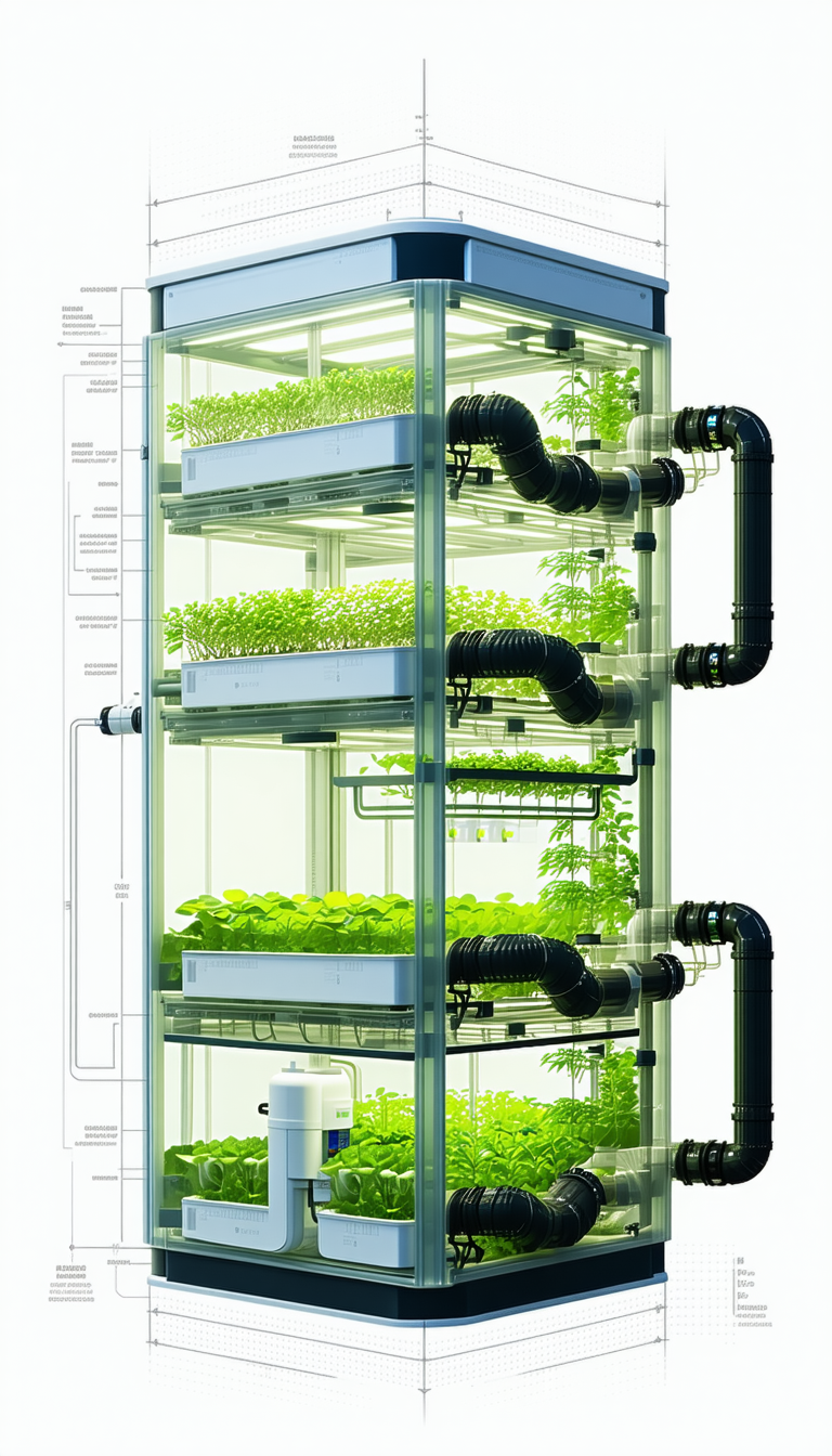 A Large, Multi-layered Greenhouse Is Filled With Various Plants