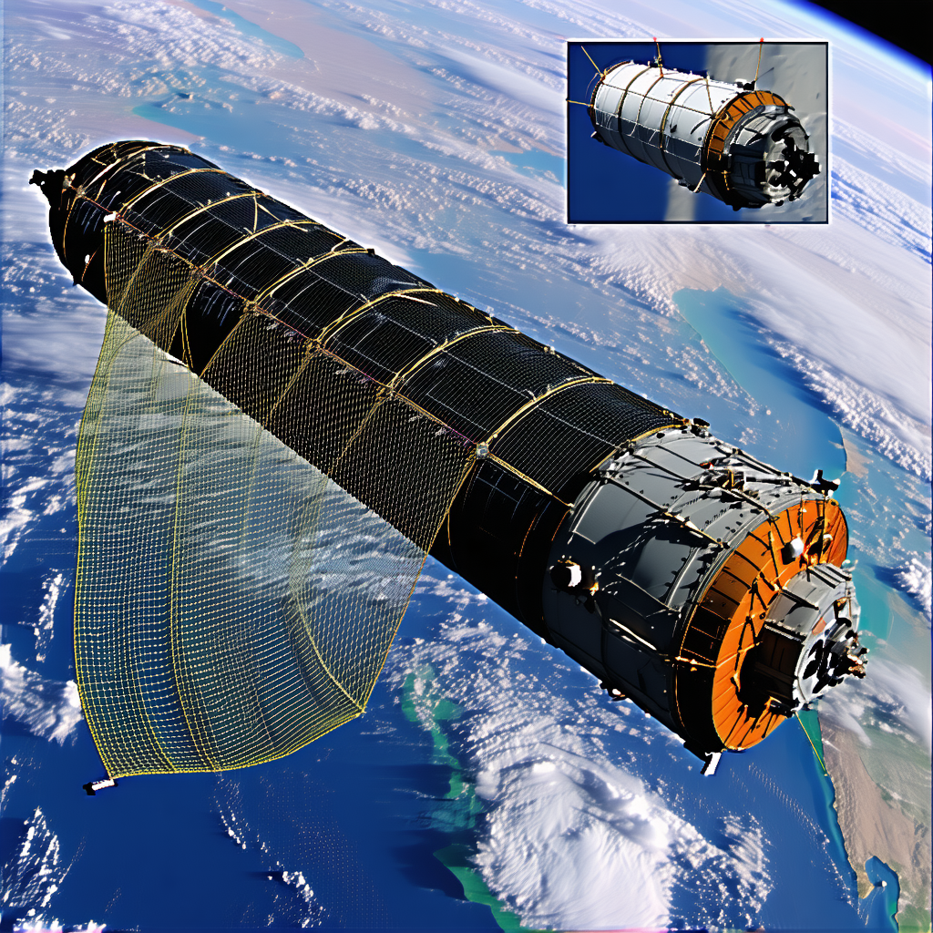 A Large Spacecraft Is Shown In The Image, With A View Of The Earth From Space