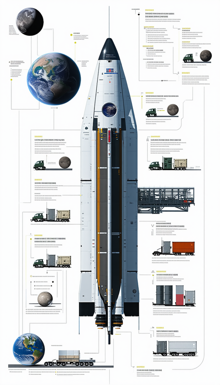 A Large White Rocket Ship Is Shown In A Diagram, With Various Parts Labeled