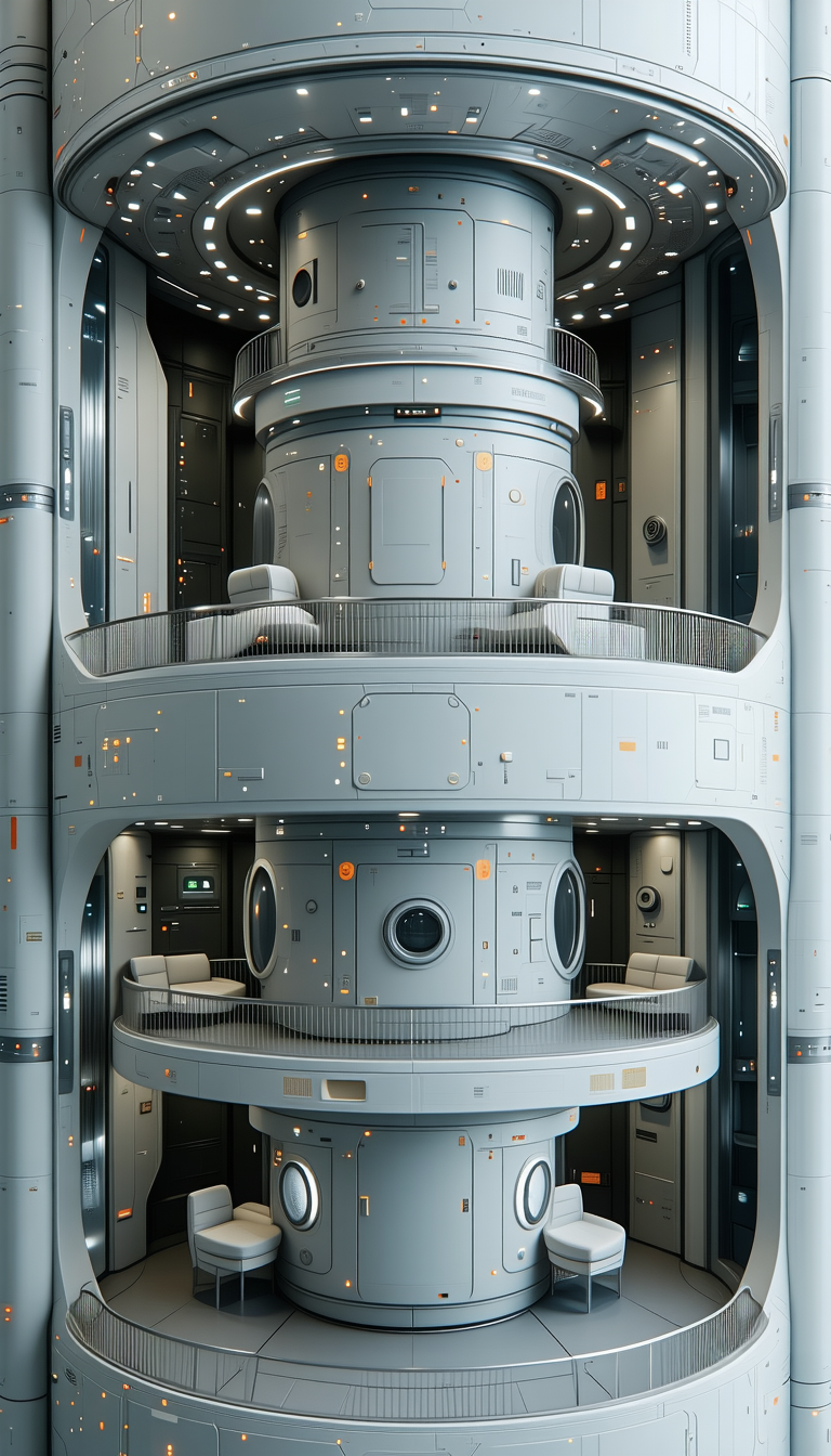The Image Is A Futuristic, Three-dimensional Model Of A Space Station