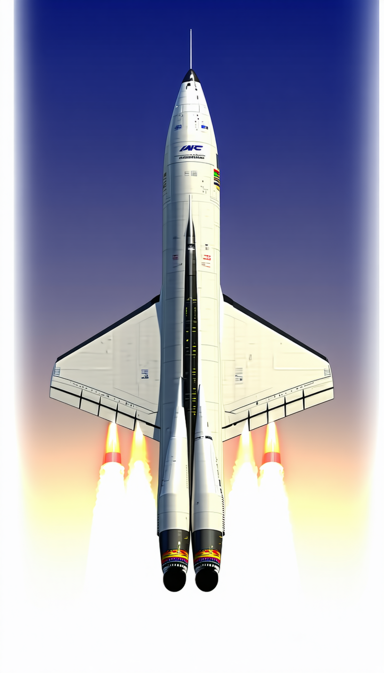 A Large White Rocket With A Blue Sky In The Background