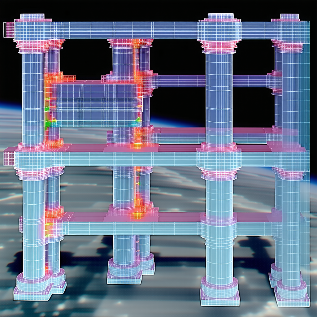 The Image Is A 3d Model Of A Large Building, Possibly A Space Station Or A Futuristic Structure