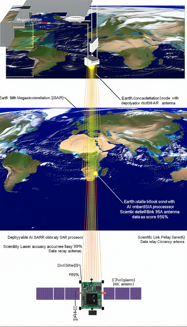 The Image Is A Diagram Showing The Earth's Atmosphere And The Process Of Data Transmission