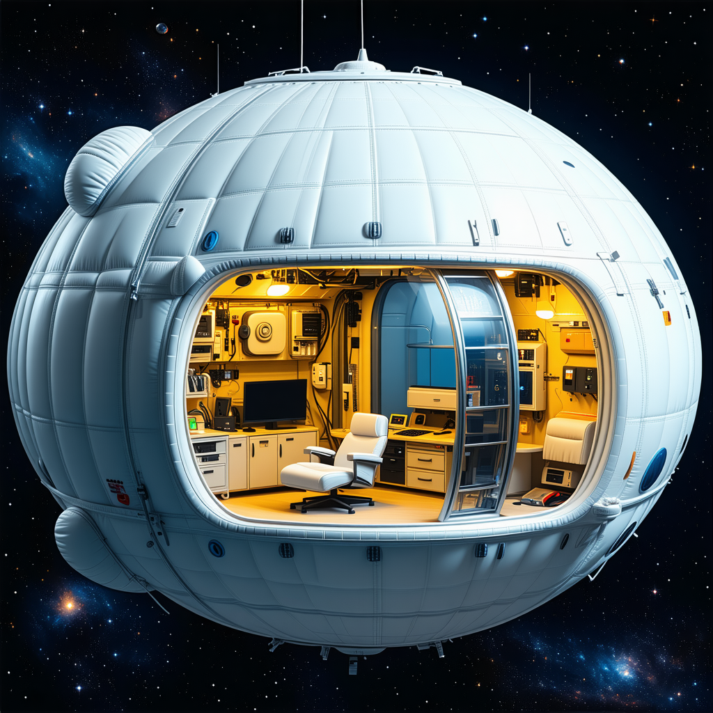 In The Image, There Is A Large White Spacecraft With A Round Shape, Resembling A Giant White Ball