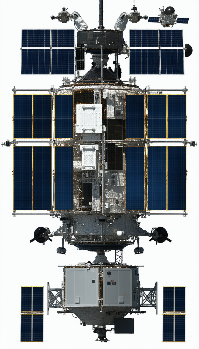 A Spacecraft Is Shown In A White Background, With A Large Window On The Side
