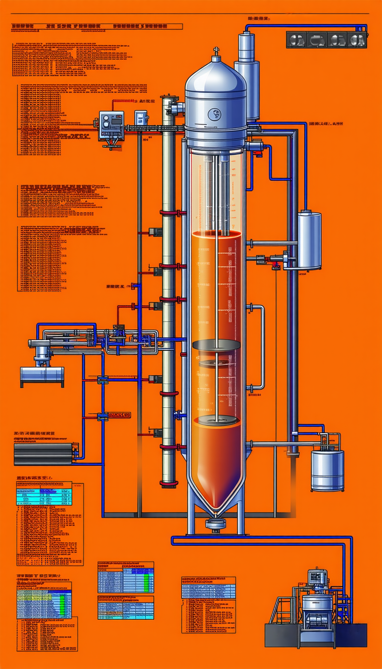 A Large Orange Machine Is Shown In A Diagram, With A Lot Of Pipes And Tubes Connected To It