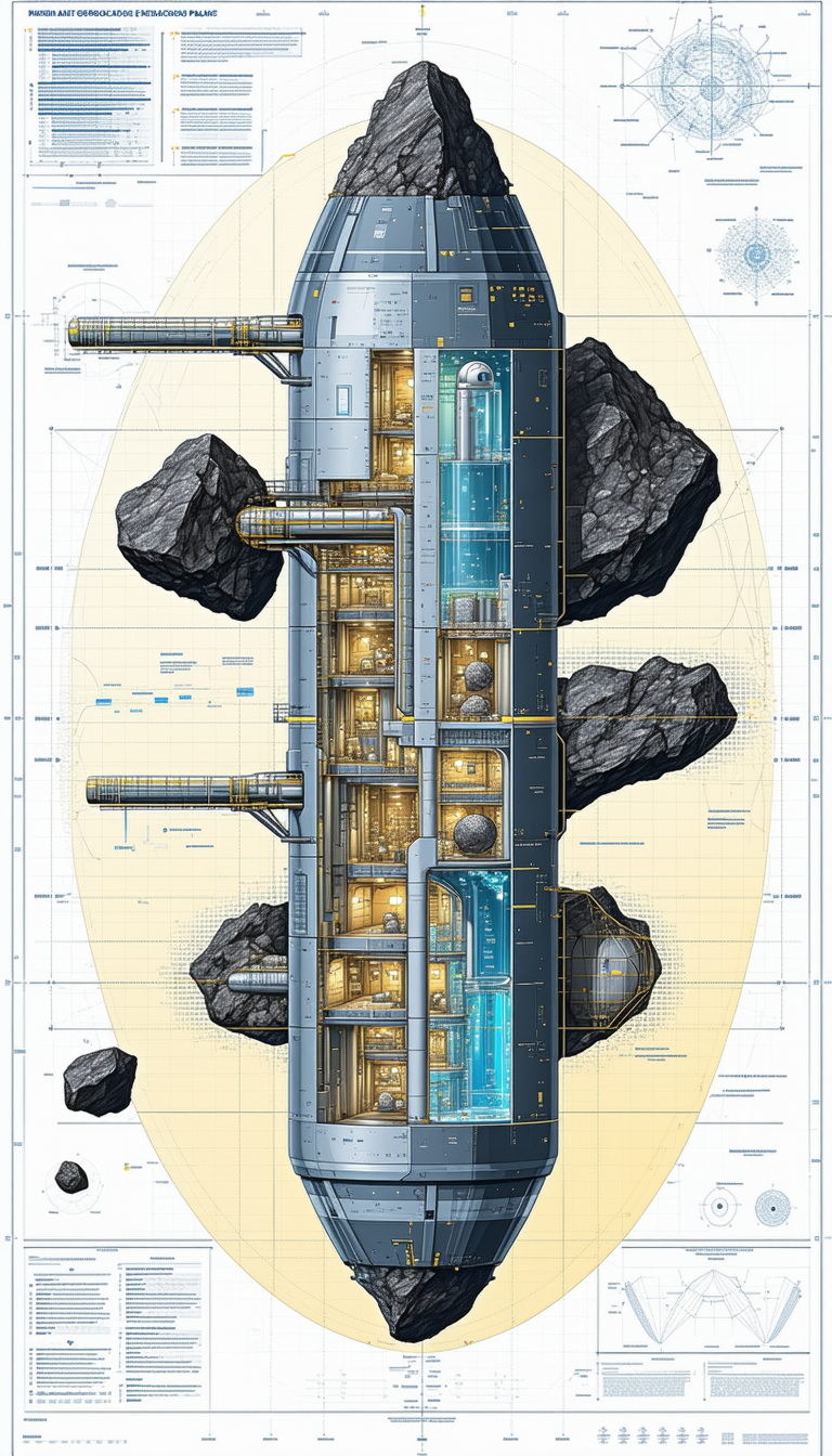 In The Image, There Is A Large, Futuristic Spacecraft With A Variety Of Rooms And Features