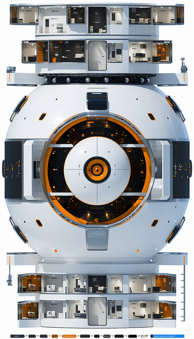 A White And Orange Sphere Is Shown In A 3d View