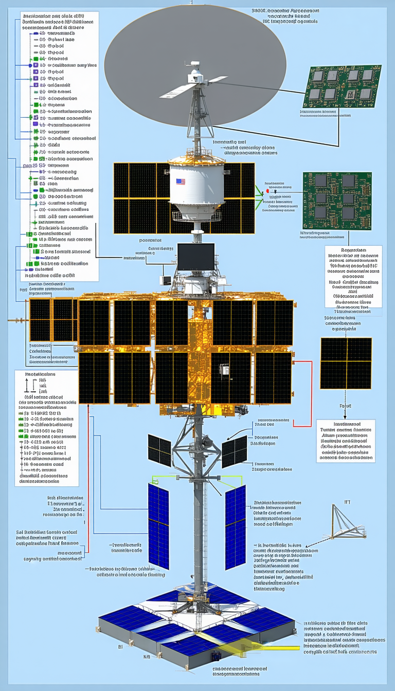 The Image Is A Diagram Of A Space Station, Showing Its Various Components And Their Functions