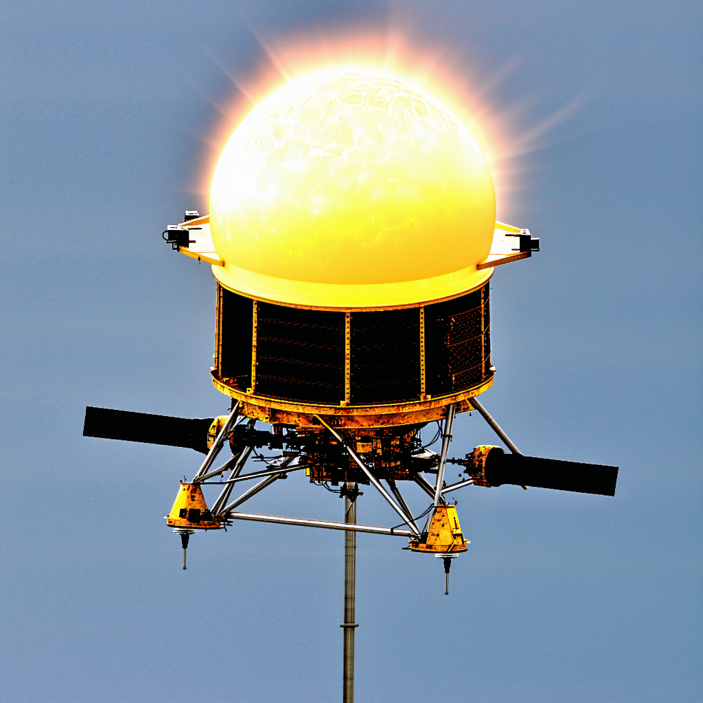 A Large Yellow Sun Dial Is Mounted On A Pole