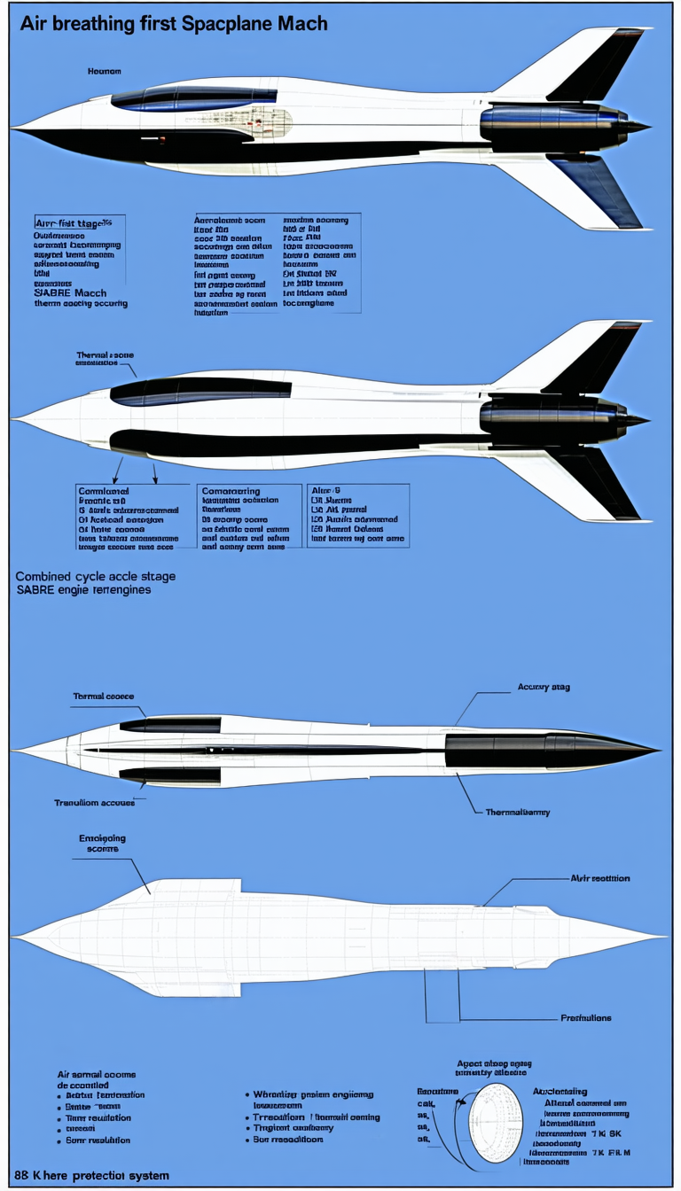 A Diagram Is Displayed On A Blue Background, Showing The Different Stages Of A Jet Engine