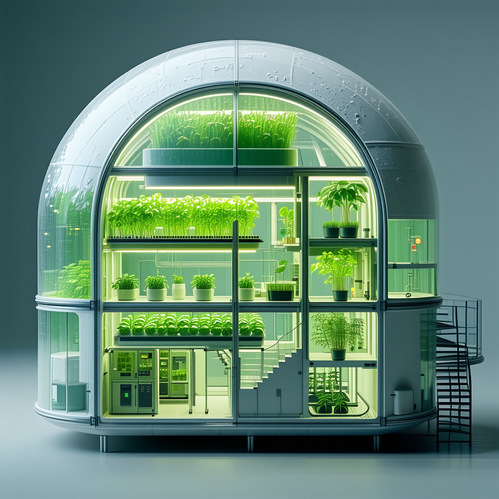 A Large, White, Dome-shaped Structure With A Green Roof