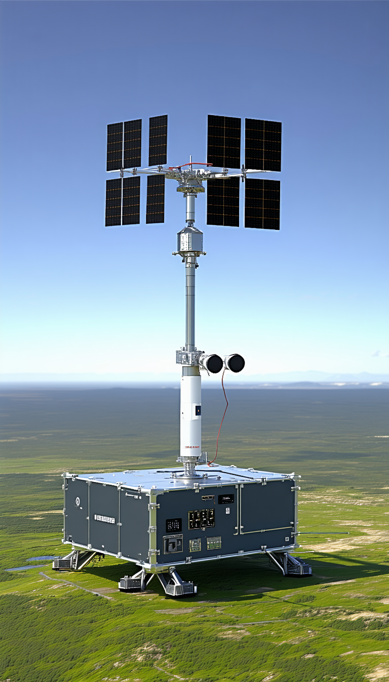 A Large Satellite Dish With A Weather Station Attached To It