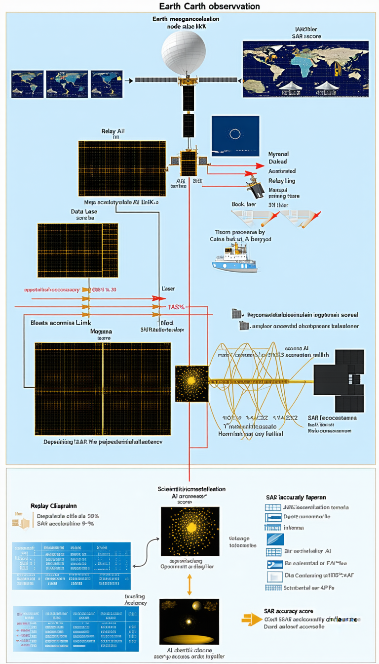 The Image Is A Diagram Showing The Relationship Between A Satellite, A Ship, And A Ground Station