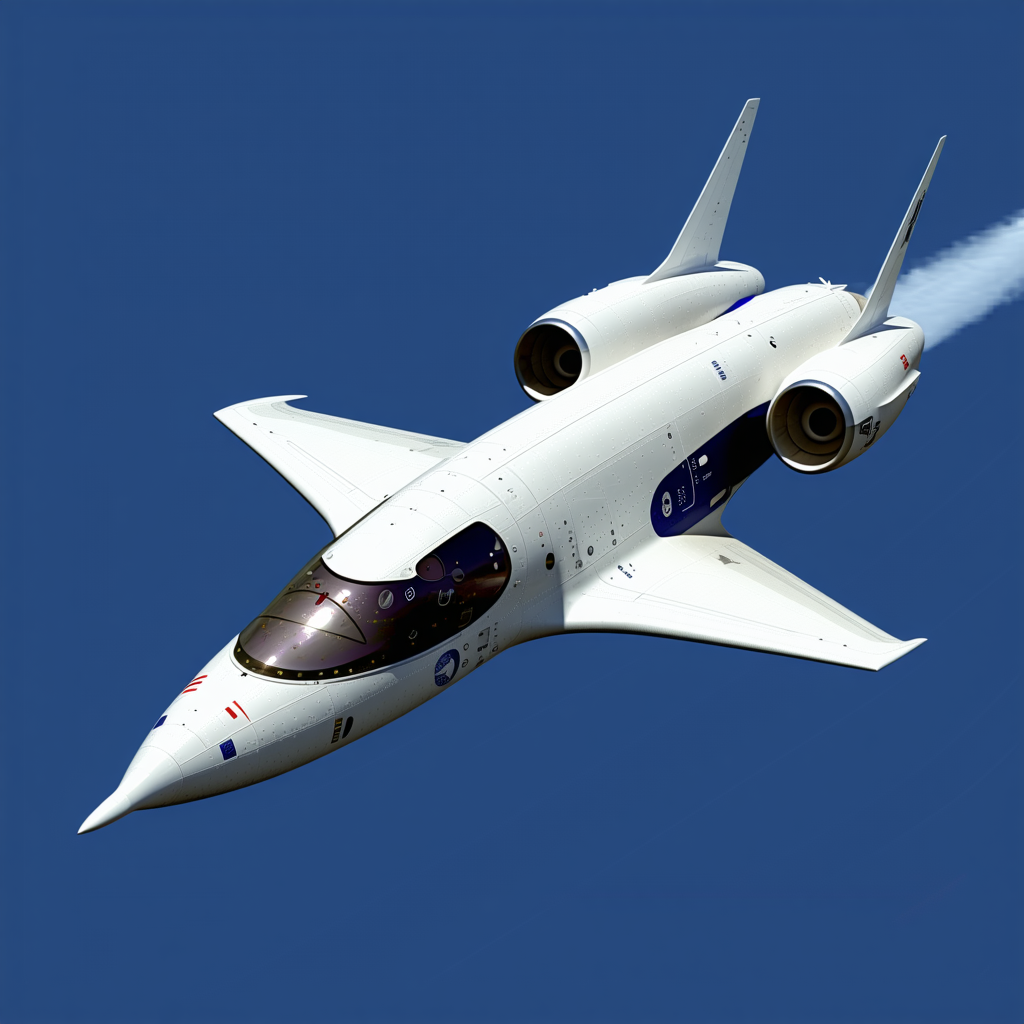 A White Jet Is Flying Through The Sky, Leaving A Trail Of Smoke Behind It