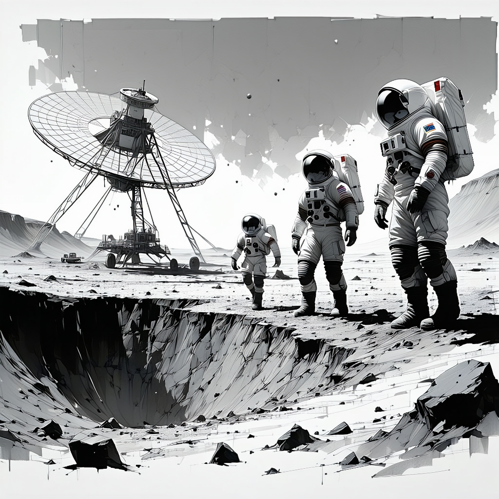 In The Image, There Are Three Astronauts Standing On A Rocky Surface, Possibly On The Moon