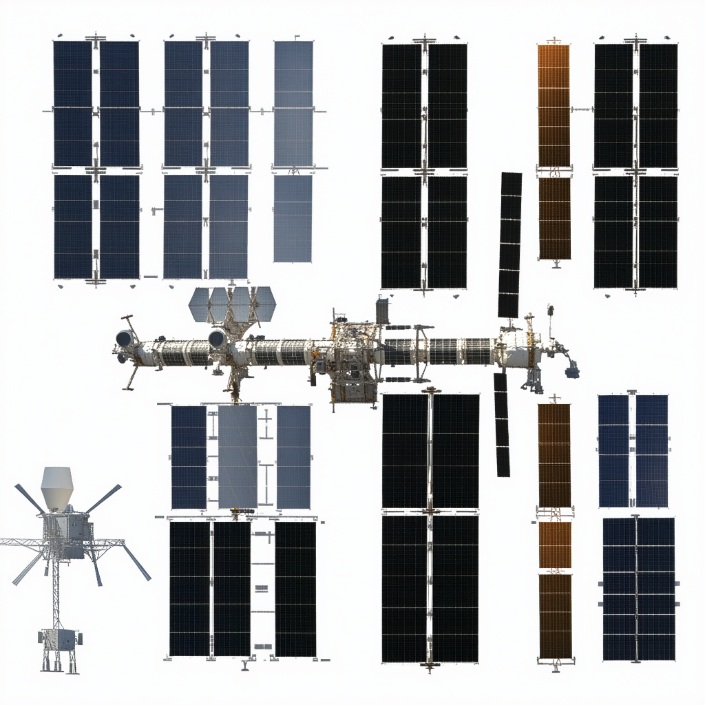 In The Image, There Is A Large Spacecraft With A Variety Of Different Parts And Components