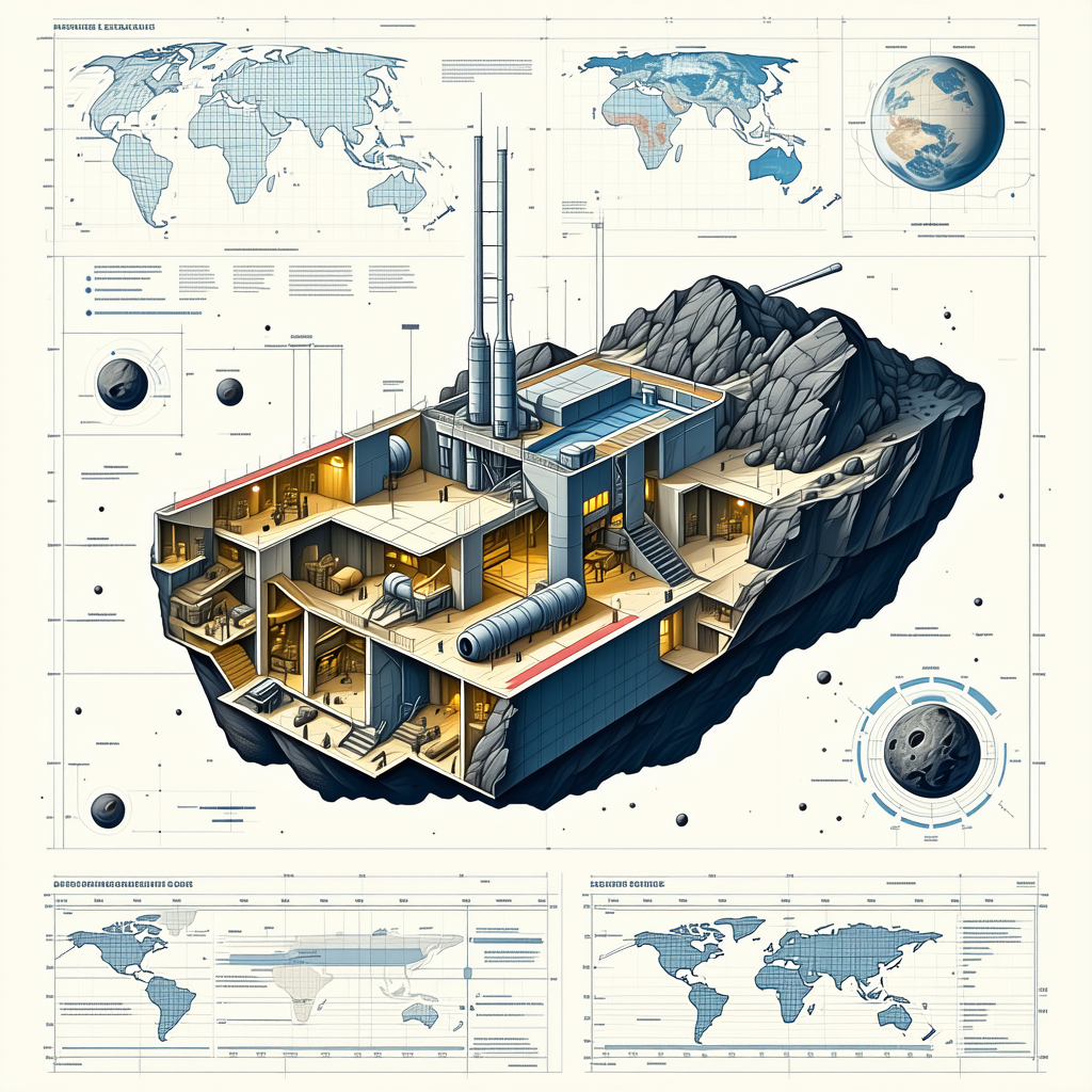 A Large, Detailed Drawing Of A Space Station Is Displayed On A Page