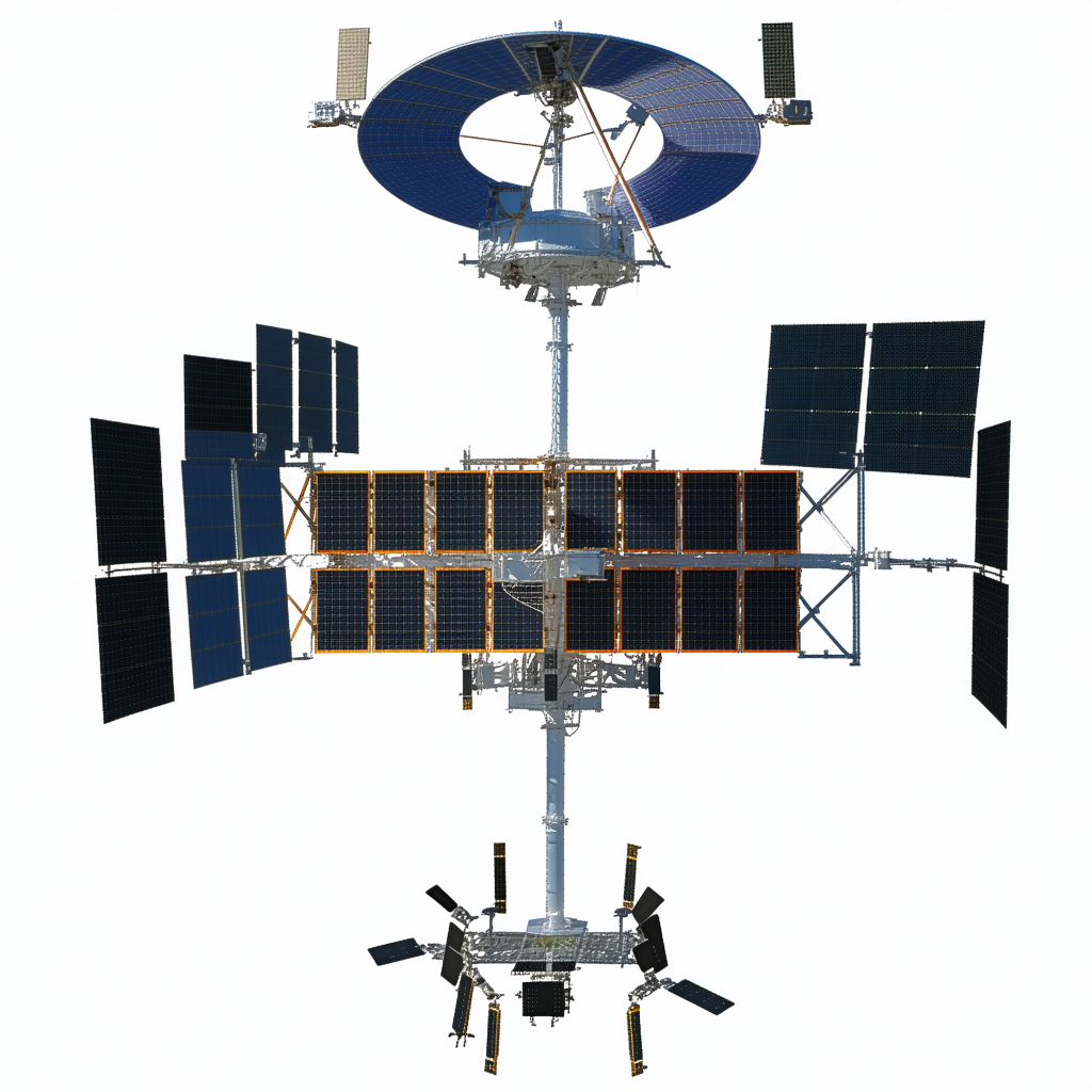 A Large Satellite Is Shown In A White Background