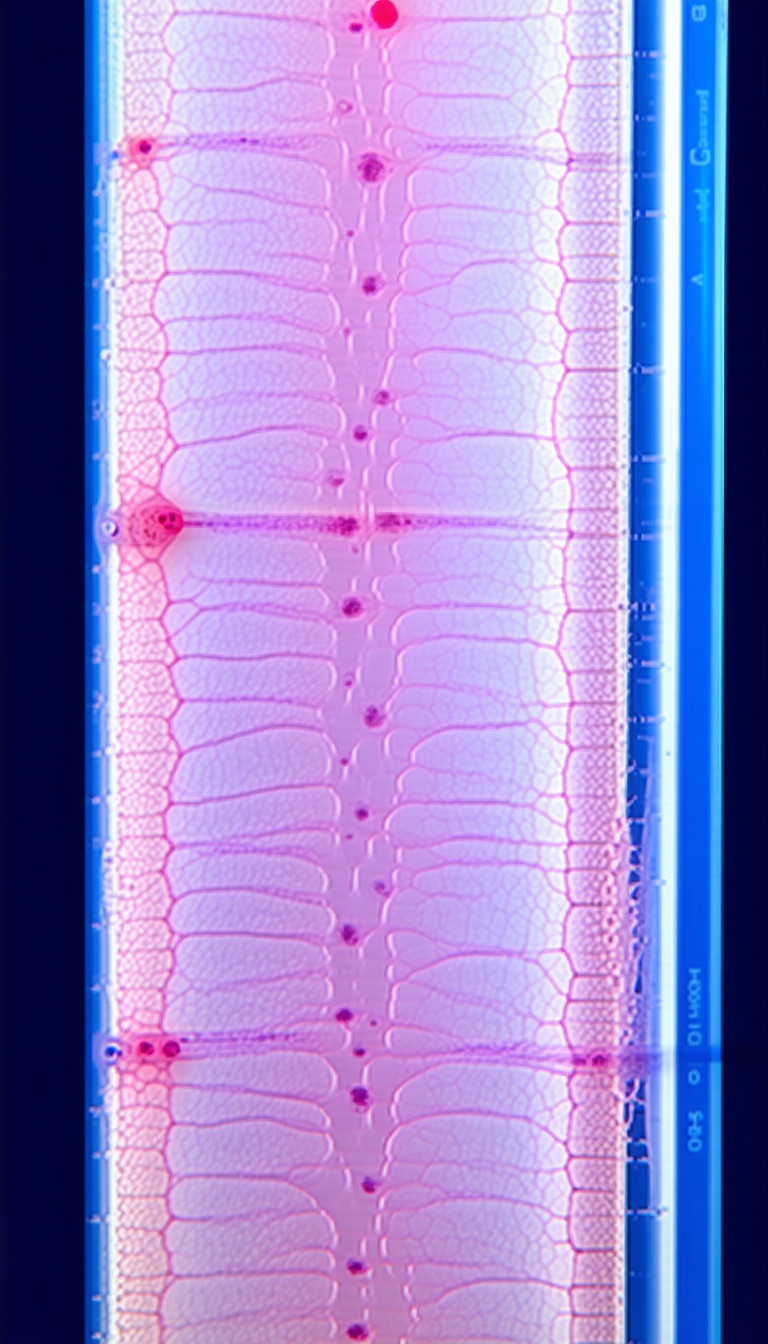 A Pink And Purple Plant Is Displayed In A Blue Case
