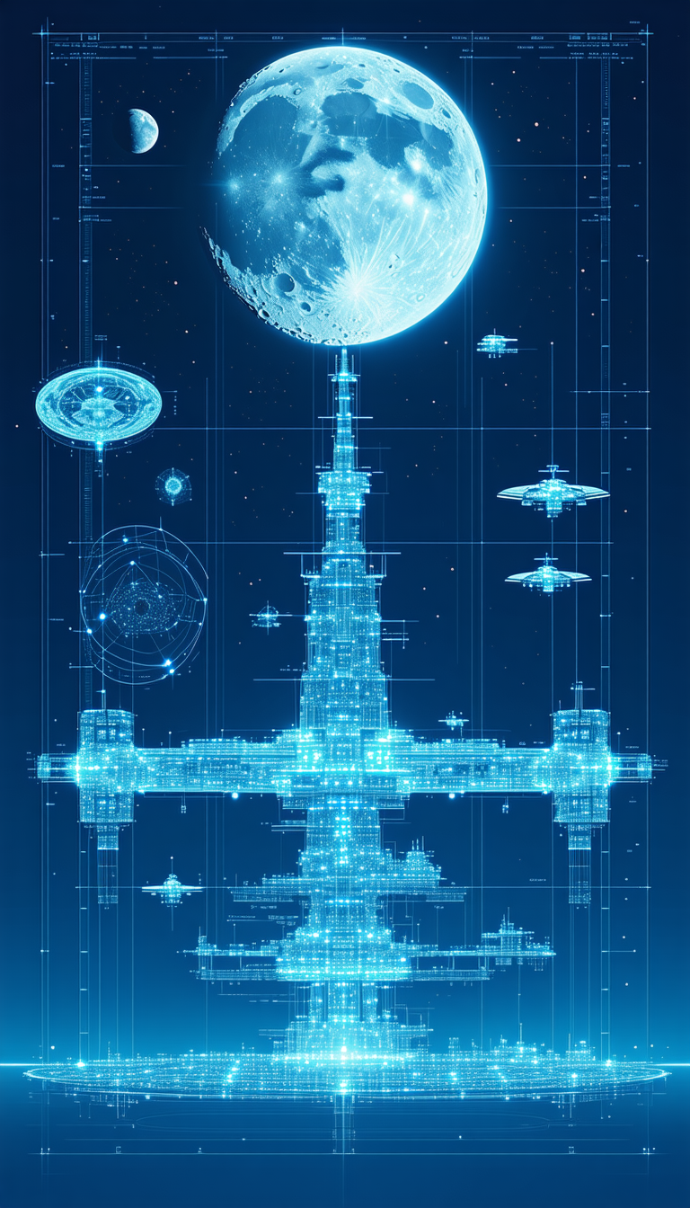 In This Image, There Is A Large, Futuristic Space Station With A Massive Tower In The Center