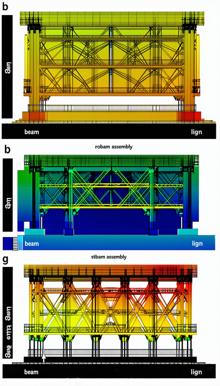A Large Structure, Possibly A Bridge Or A Building, With A Yellow Beam Running Through The Center