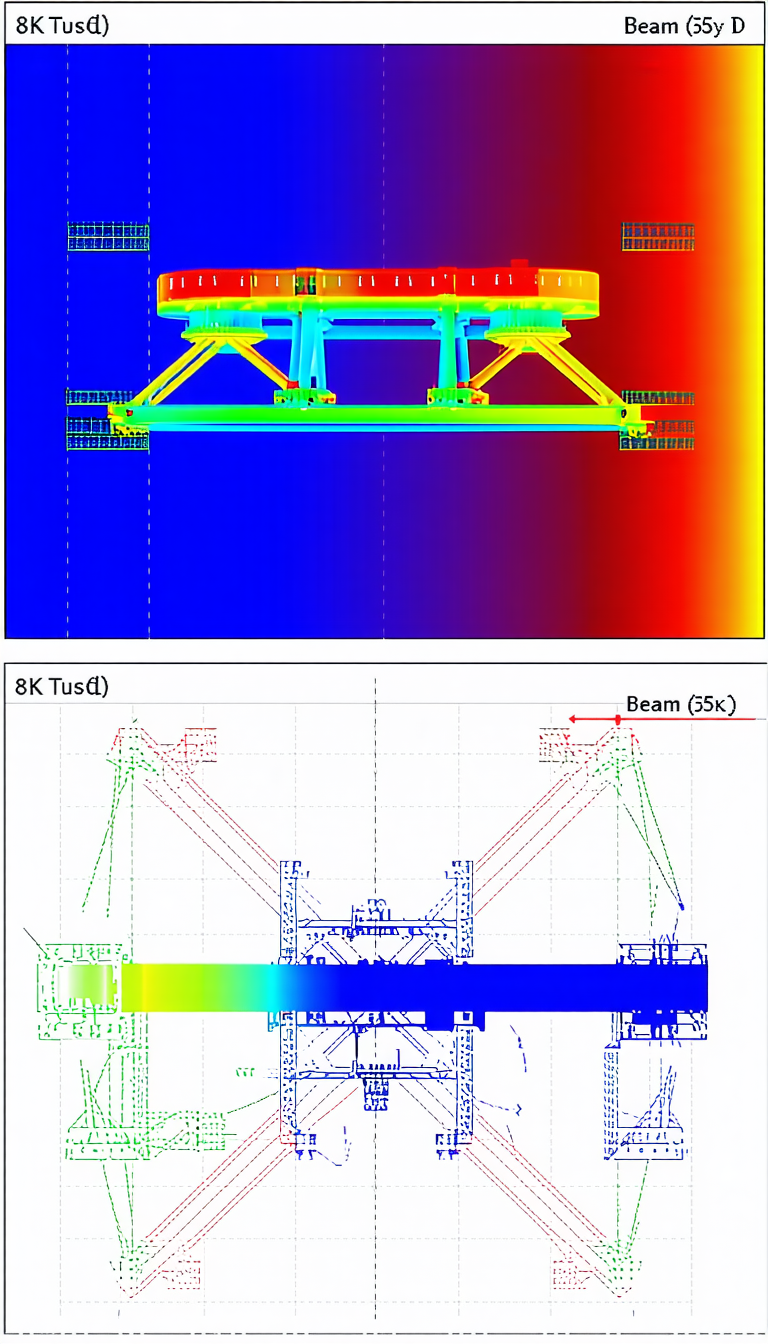 A Large, Colorful Structure With A Beam That Is Being Used To Hold Up A Large