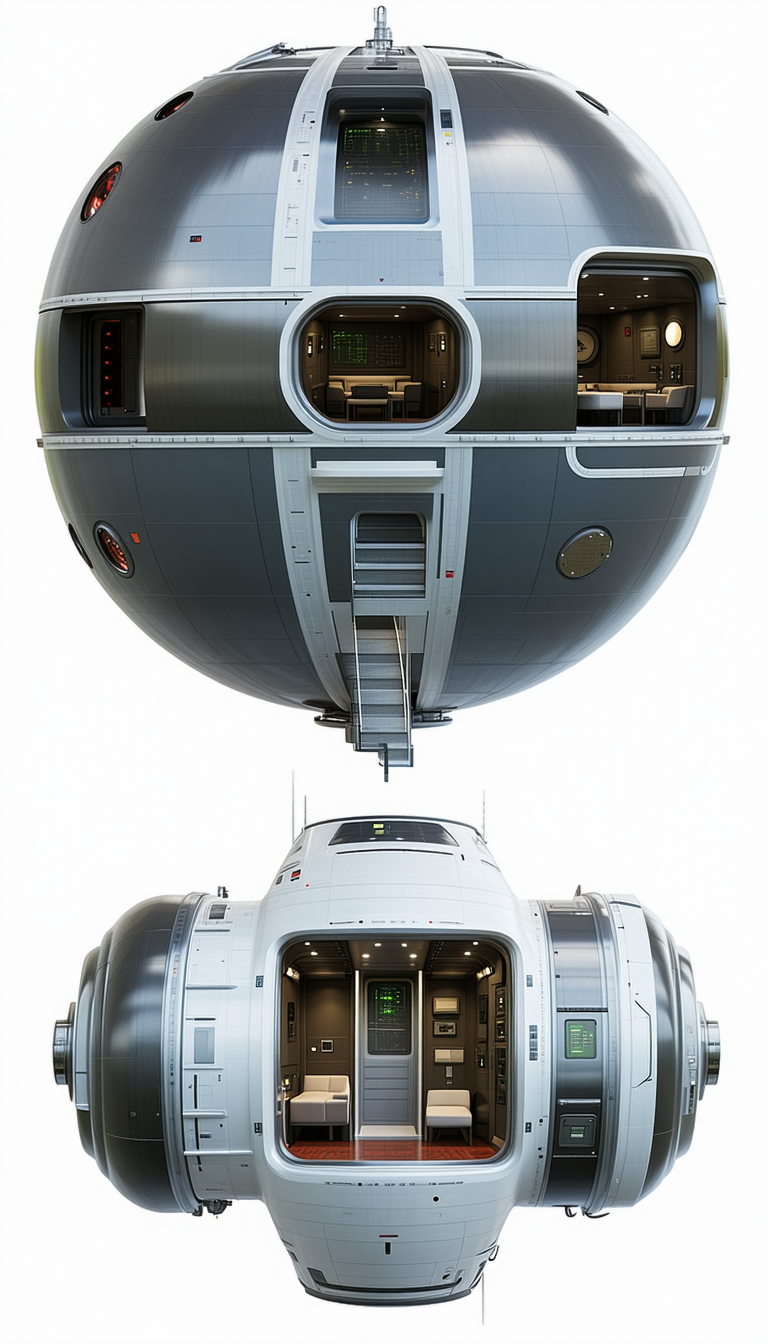A Large, Round Spacecraft With A Hatch On The Side