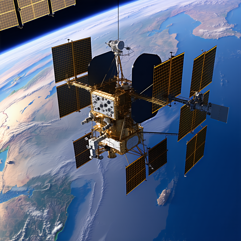 A Space Station With A Large Satellite Dish On Top Of It