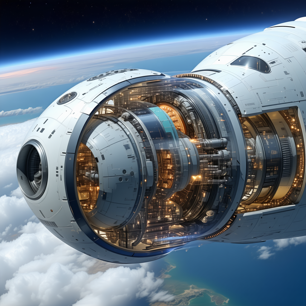 A Space Shuttle Is Shown In A Close-up View, With Its Hatch Open
