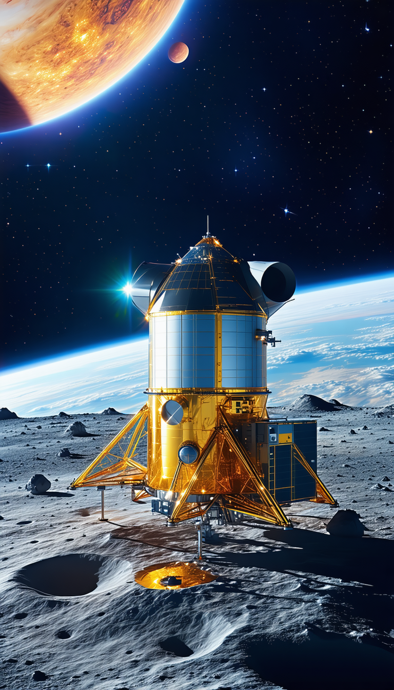 A Space Shuttle On The Moon, With A Large Dome On Top