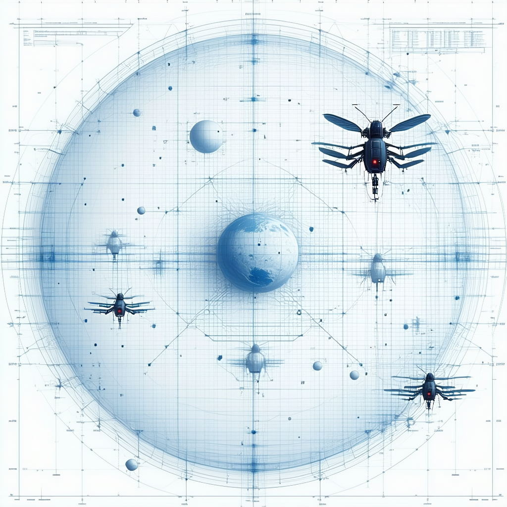 In This Image, There Are Three Insect-like Creatures Flying Around A Blue Planet