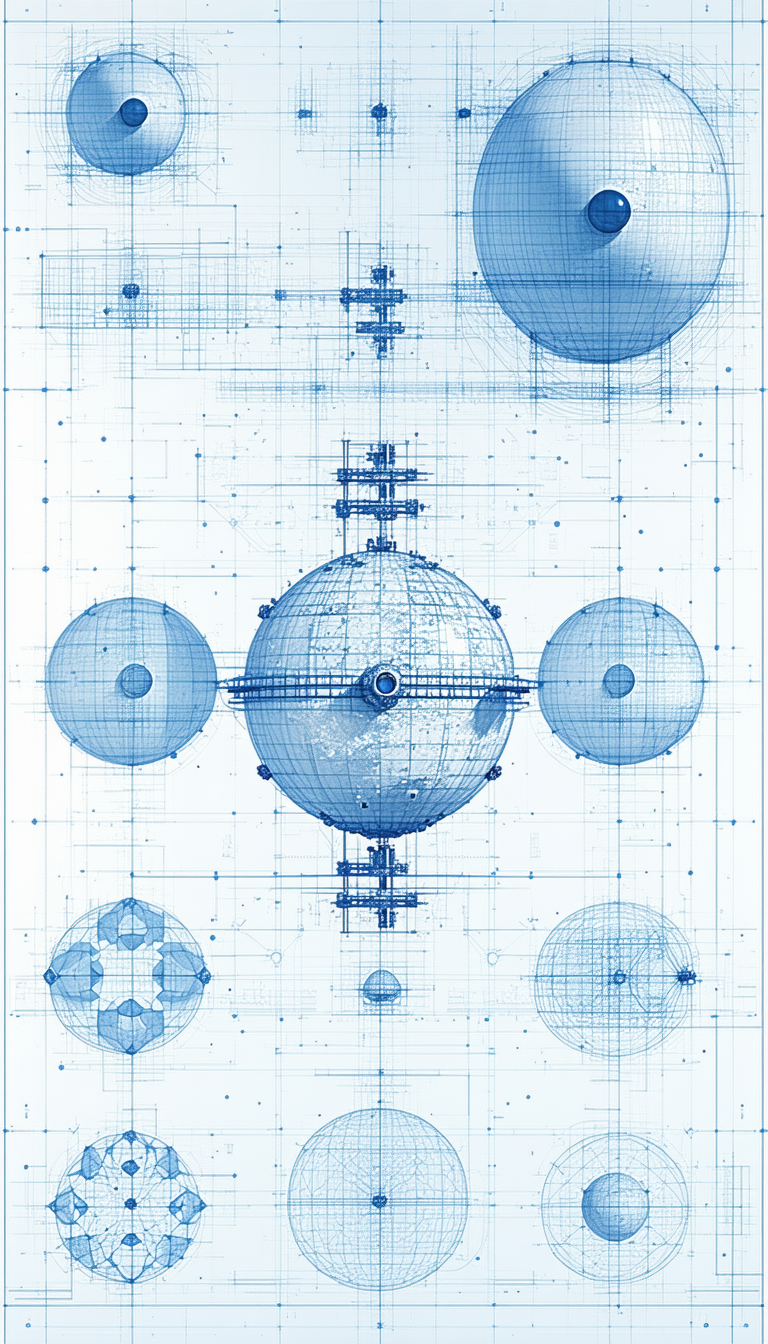 A Blue Drawing Of A Space Station Is Shown
