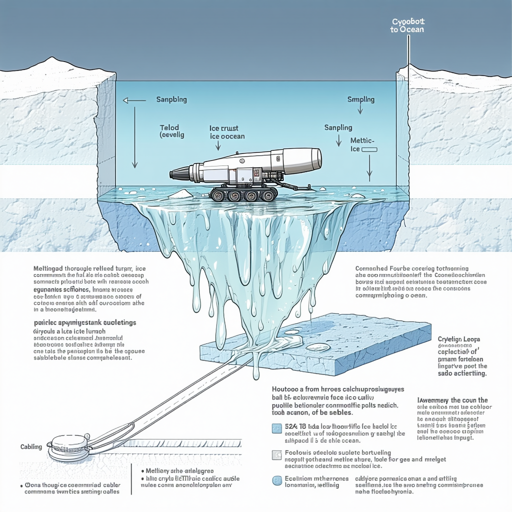 The Image Is A Diagram Showing A Submarine Traveling Through A Frozen Area