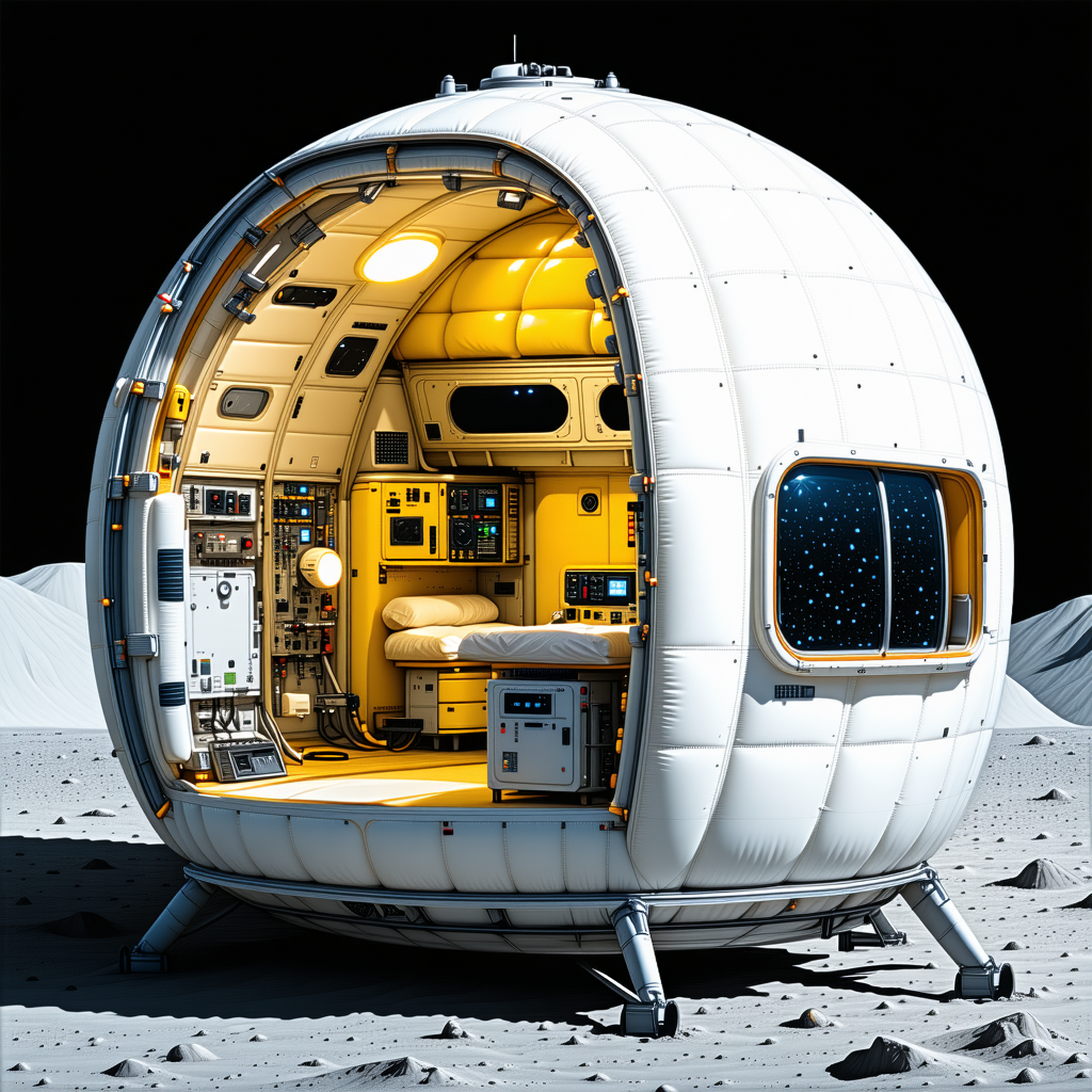 A Small, White, Round Spacecraft With A Hatch Door Open