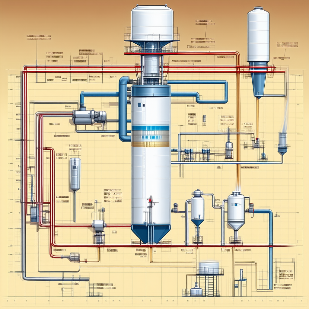 The Image Is A Detailed Drawing Of A Large Industrial Plant, Likely A Refinery Or A Chemical Plant