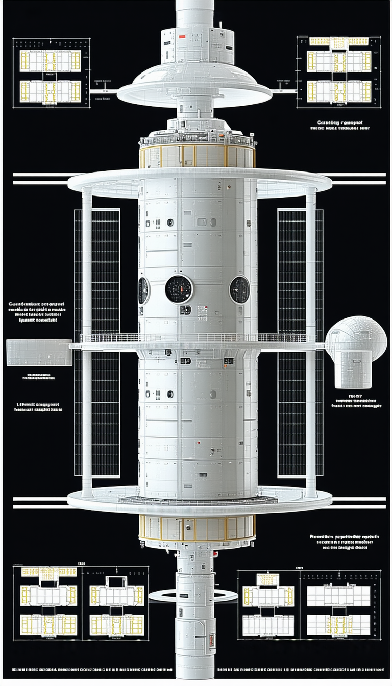 A Large White Space Station Is Shown In A Diagram