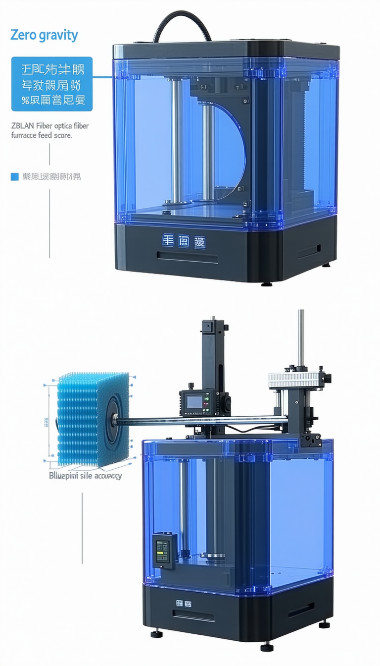 A Large, Blue, Three-dimensional Printer With A Clear Plastic Casing