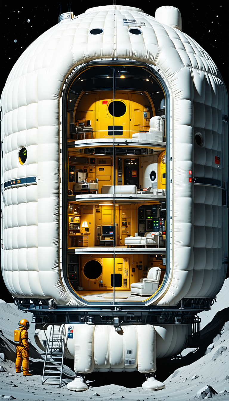 The Image Is A Computer-generated (cgi) Representation Of A Space Station, Showcasing Its Interior