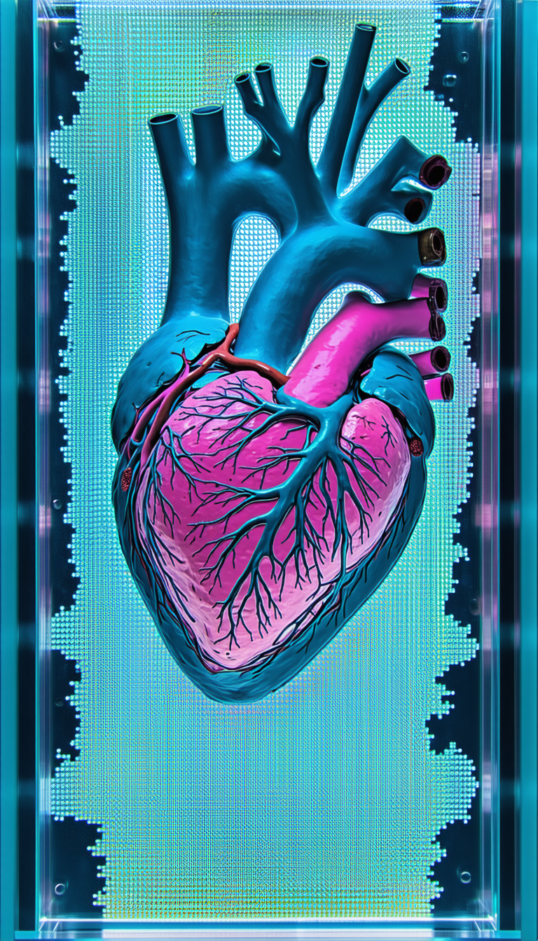 A Heart Is Displayed In A Blue And Pink Color Scheme