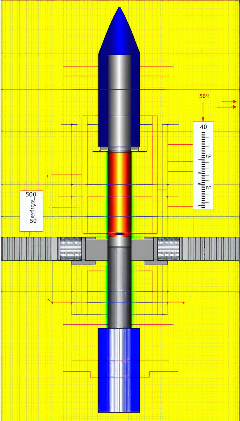 A Yellow Background With A Blue And Red Tube Placed In The Center